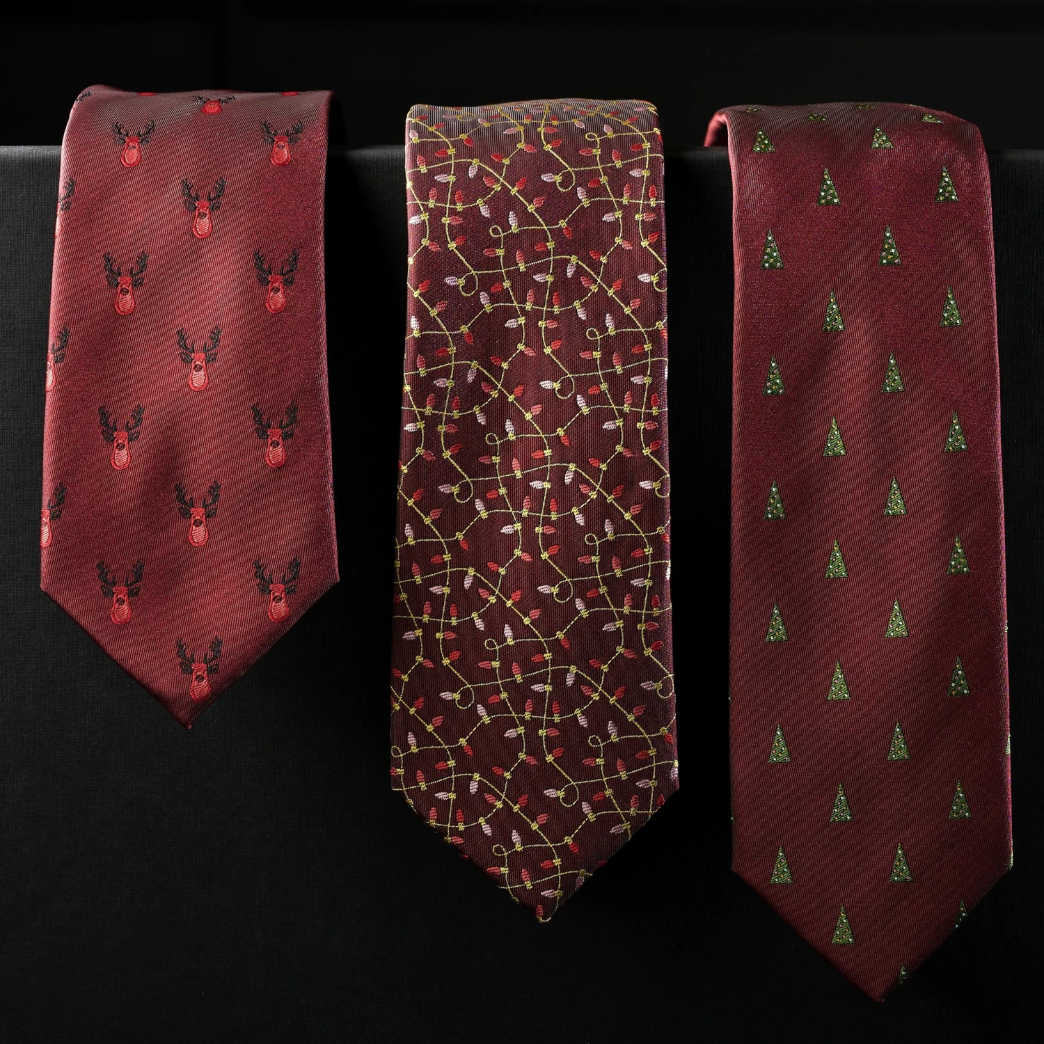 Trendhim Cravate bordeaux lumières de Noël – Image 3