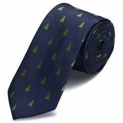 Trendhim Cravate bleu marine à motifs de sapins de Noël