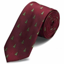 Trendhim Cravate bordeaux à motifs d'arbres de Noël